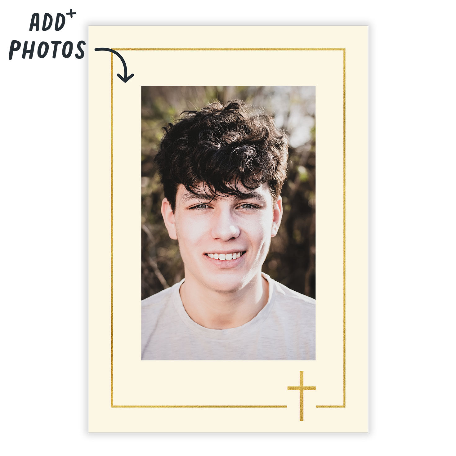 Personalized Cross Frame Religious Photo Card  image number 2