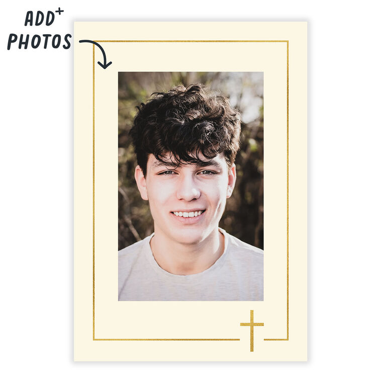 Personalized Cross Frame Religious Photo Card  image number 2