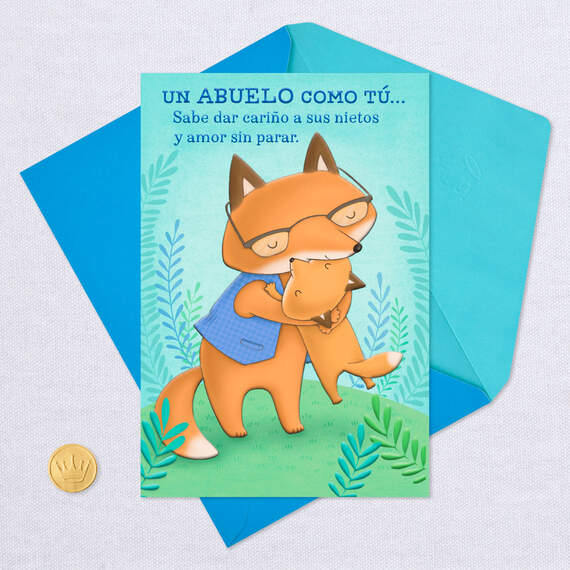 Foxes Hugging Spanish-Language Father's Day Card for Grandpa, , large image number 6