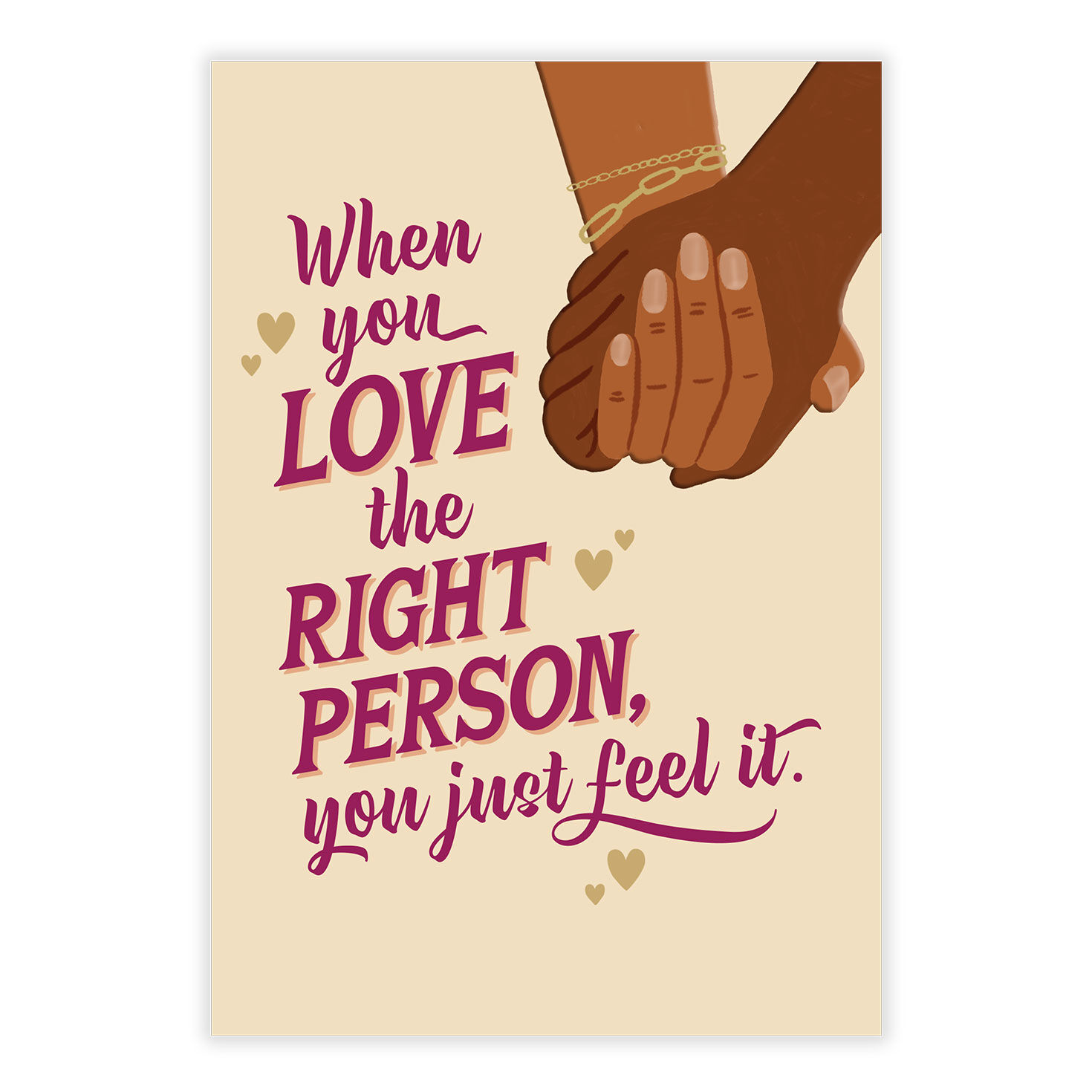 Two Black Hands Personalized Love Card front image number 2