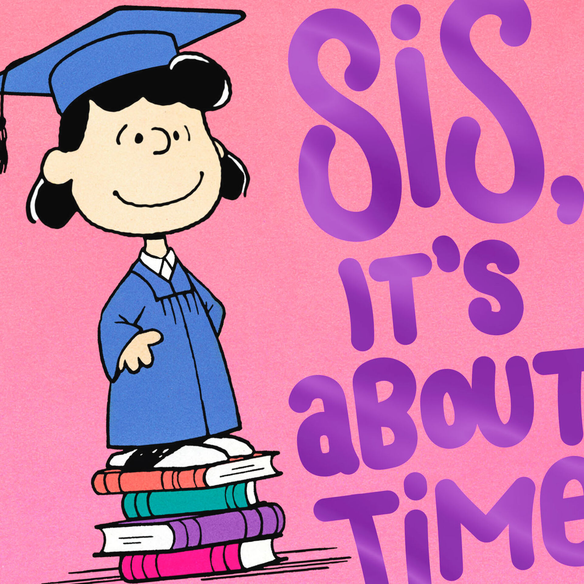 Flies hallmark Peanuts® Lucy Beauty and Brains Funny Graduation Card for Sister