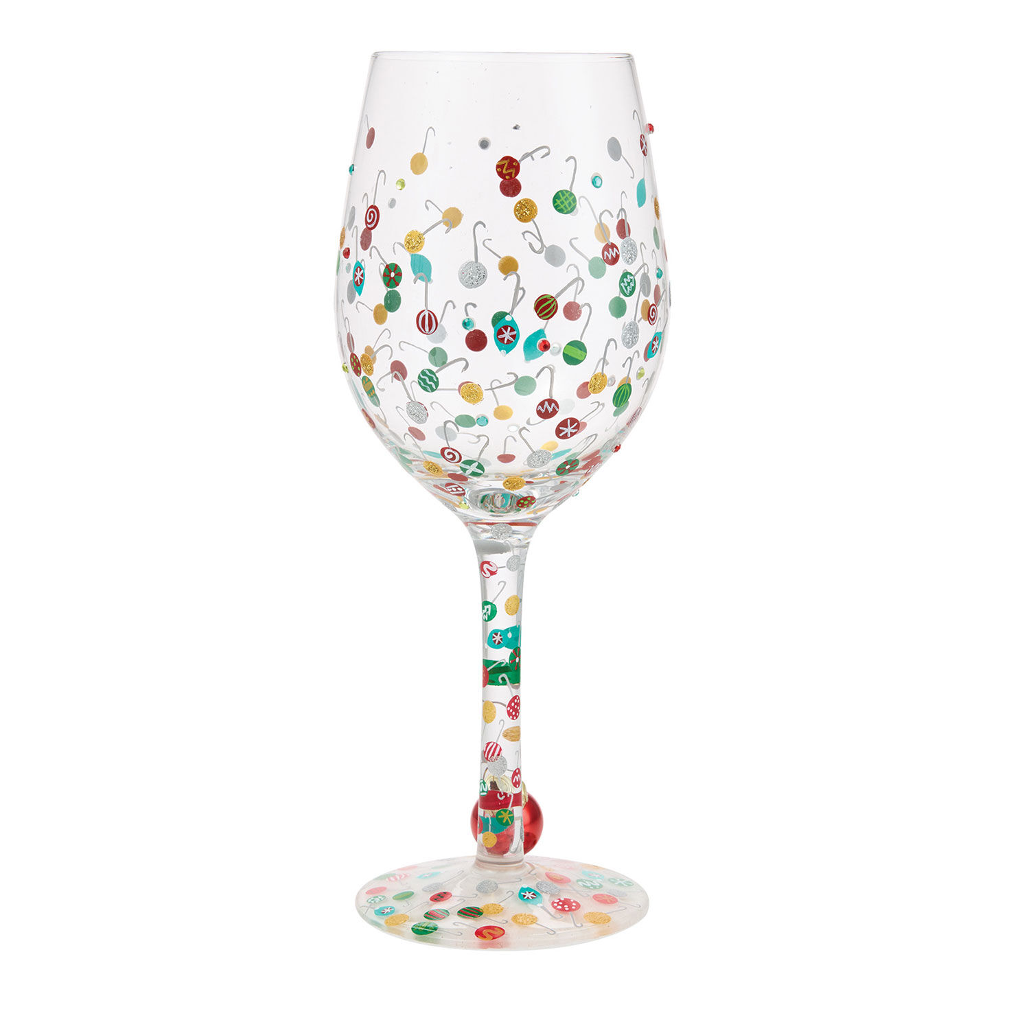 Colored Ball Ornaments Painted Christmas Wine Glass side image number 4