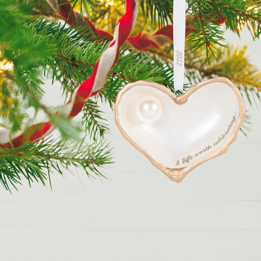 A Life Worth Celebrating Memorial Shell 2022 Porcelain Ornament, 