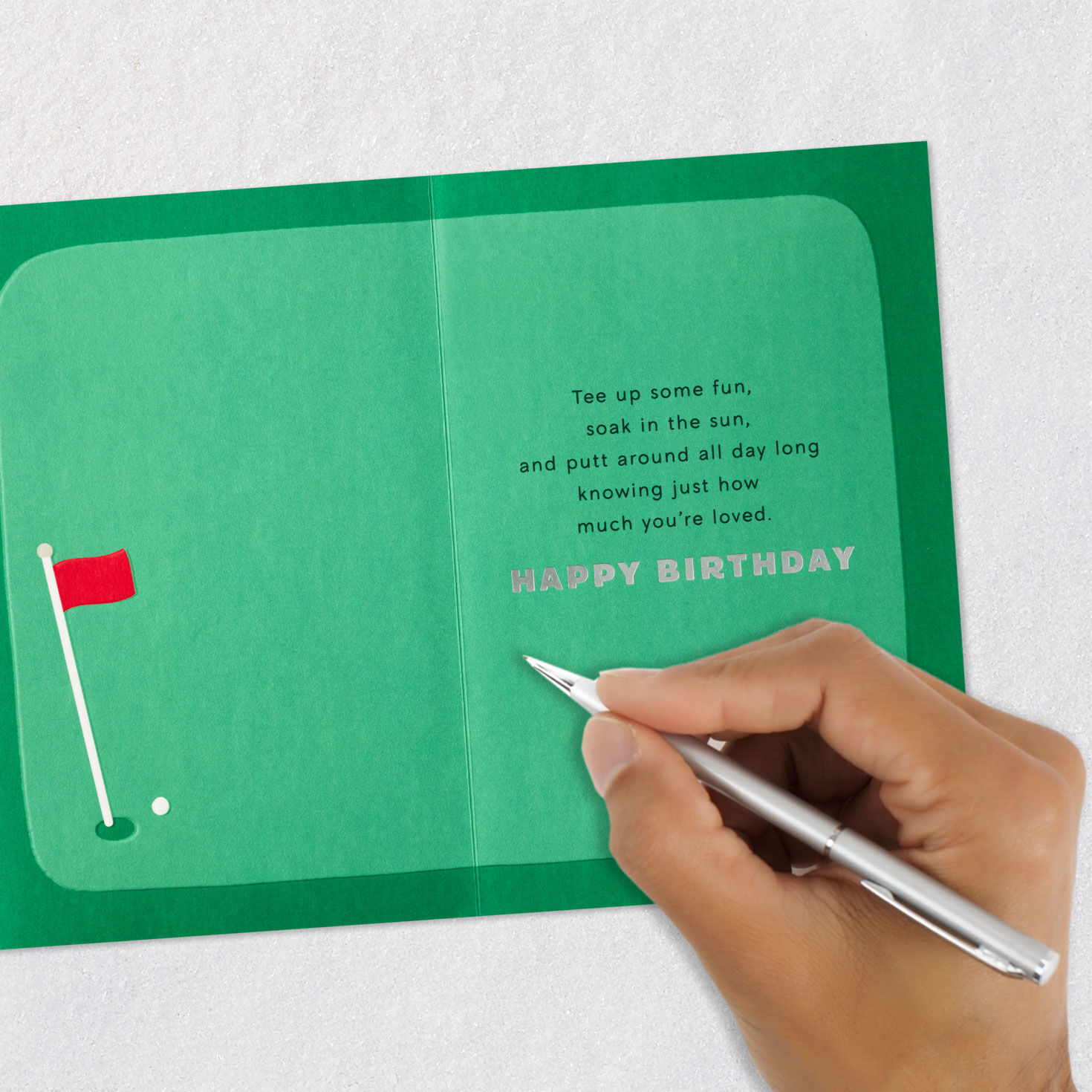 Golf Green Birthday Card for Dad Signing card image number 6