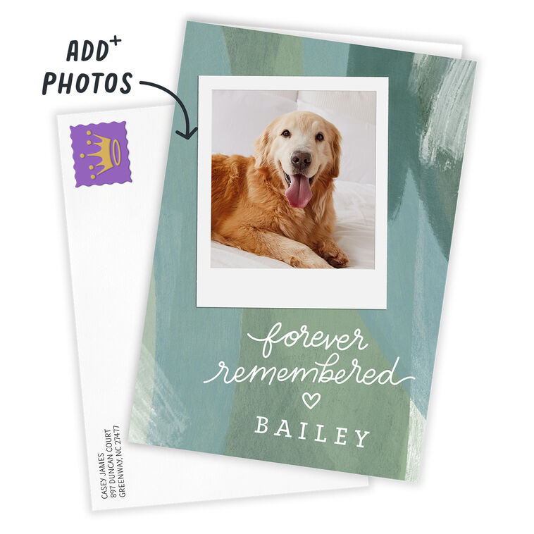 Personalized Green Brush Strokes Sympathy Photo Card  image number 2
