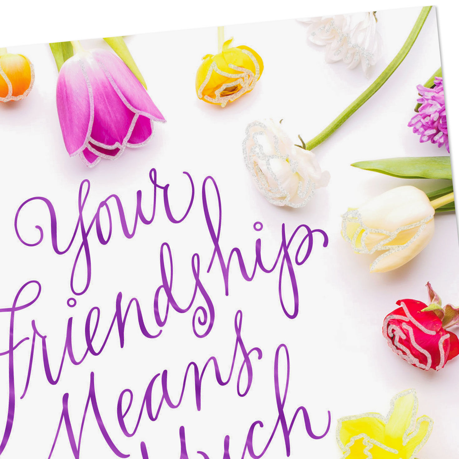 Purple Script with Colorful Flowers Easter Card Card Front Detail image number 4