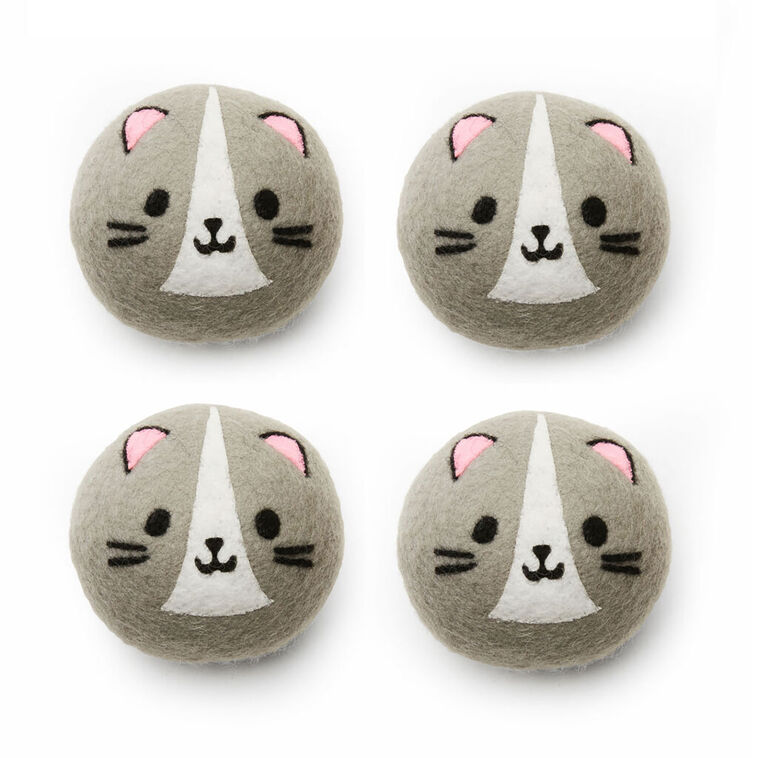 Kikkerland Cat Dryer Buddies Laundry Balls, Set of 4
