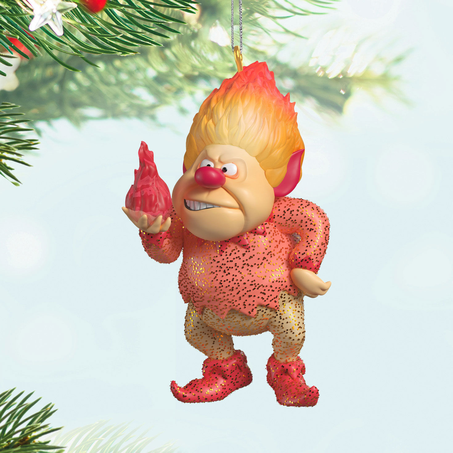 Heat Miser Holding Flame Keepsake Ornament hanging on tree image number 2