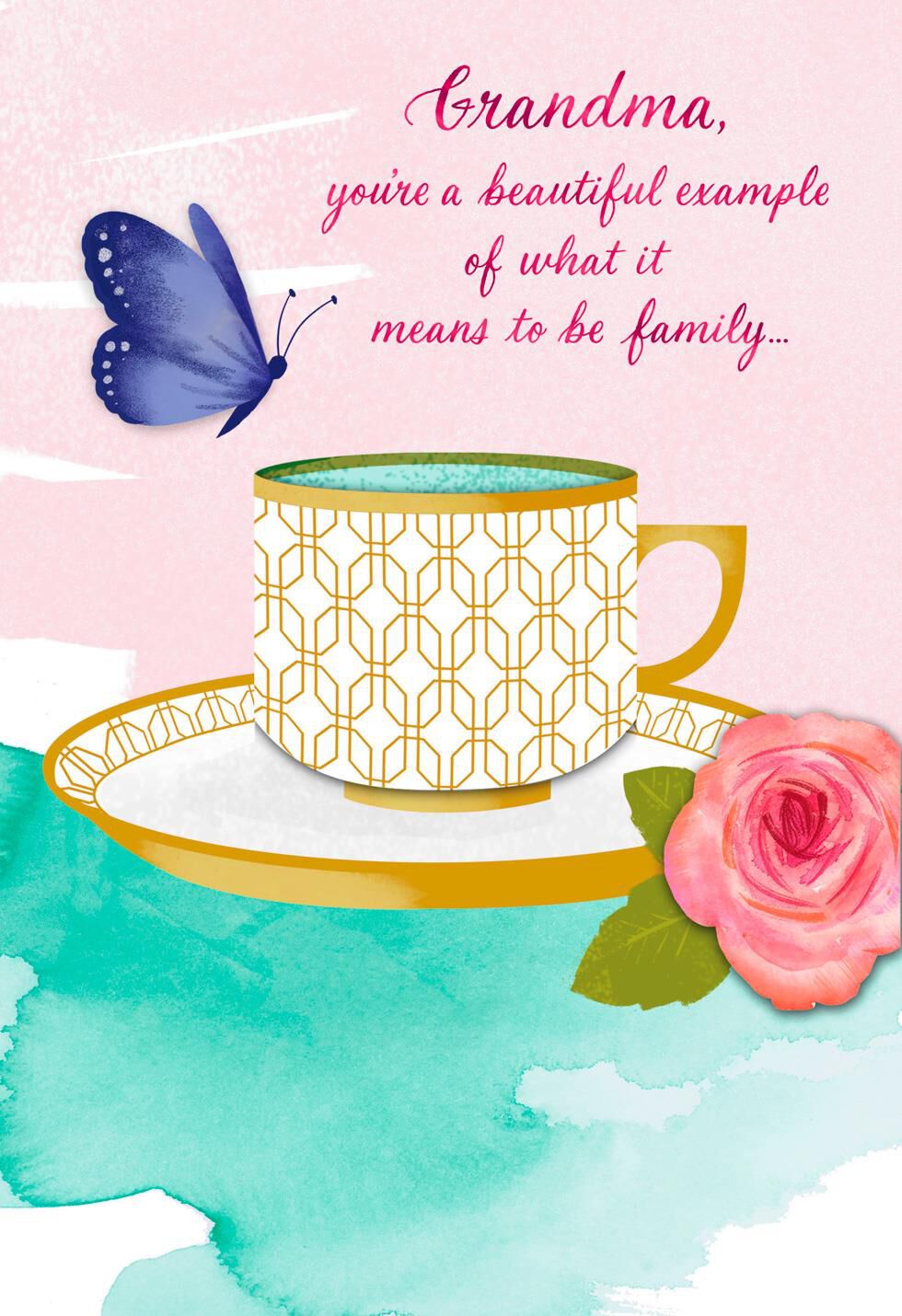 Grandma Butterfly and Tea Cup Mother's Day Card