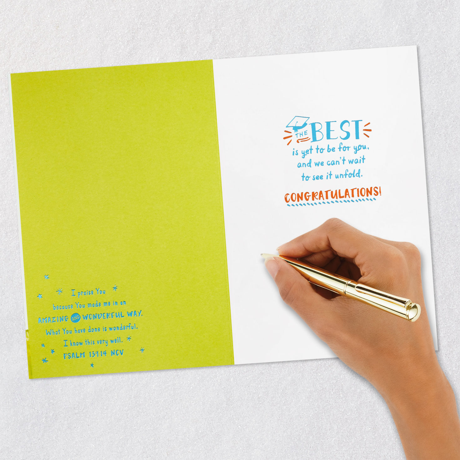 Grad in Grassy Field Religious Graduation Card Signing card image number 7