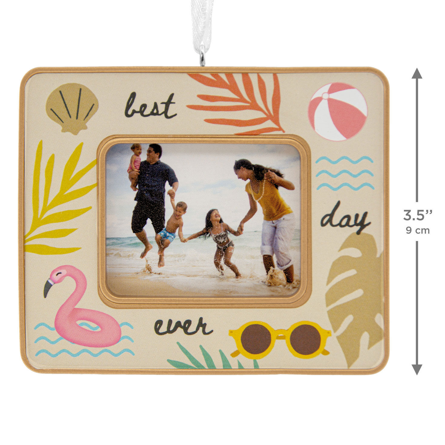 Beach Day Picture Frame Christmas Ornament measurement image number 3