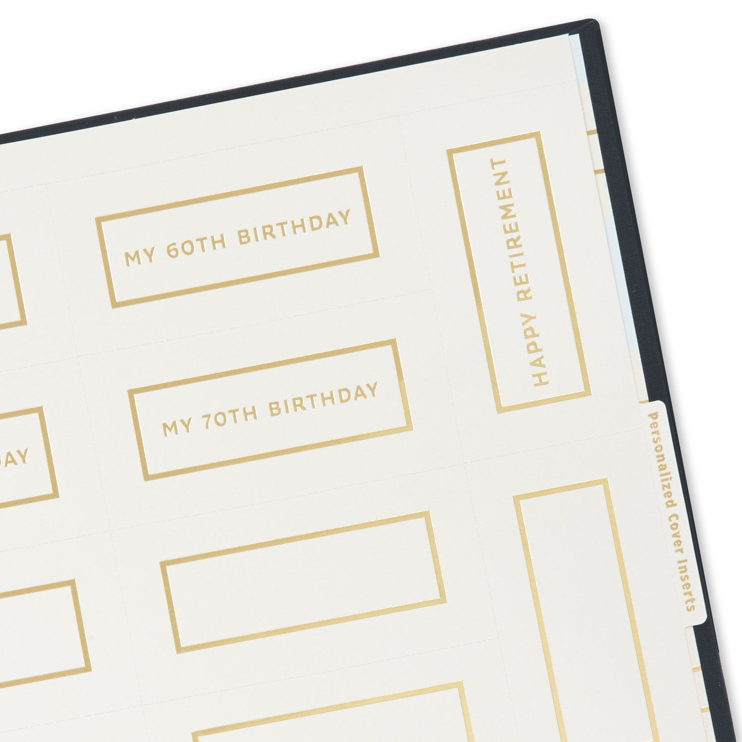 Gold Greek Key on Navy Blue Customizable Guest Book upclose detail image number 9