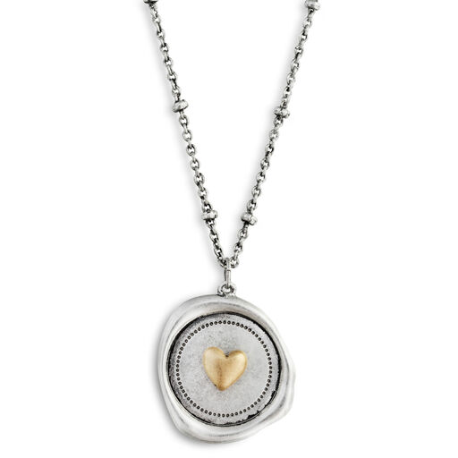 Heart Charm Dear You My Love Necklace, 17.5", 