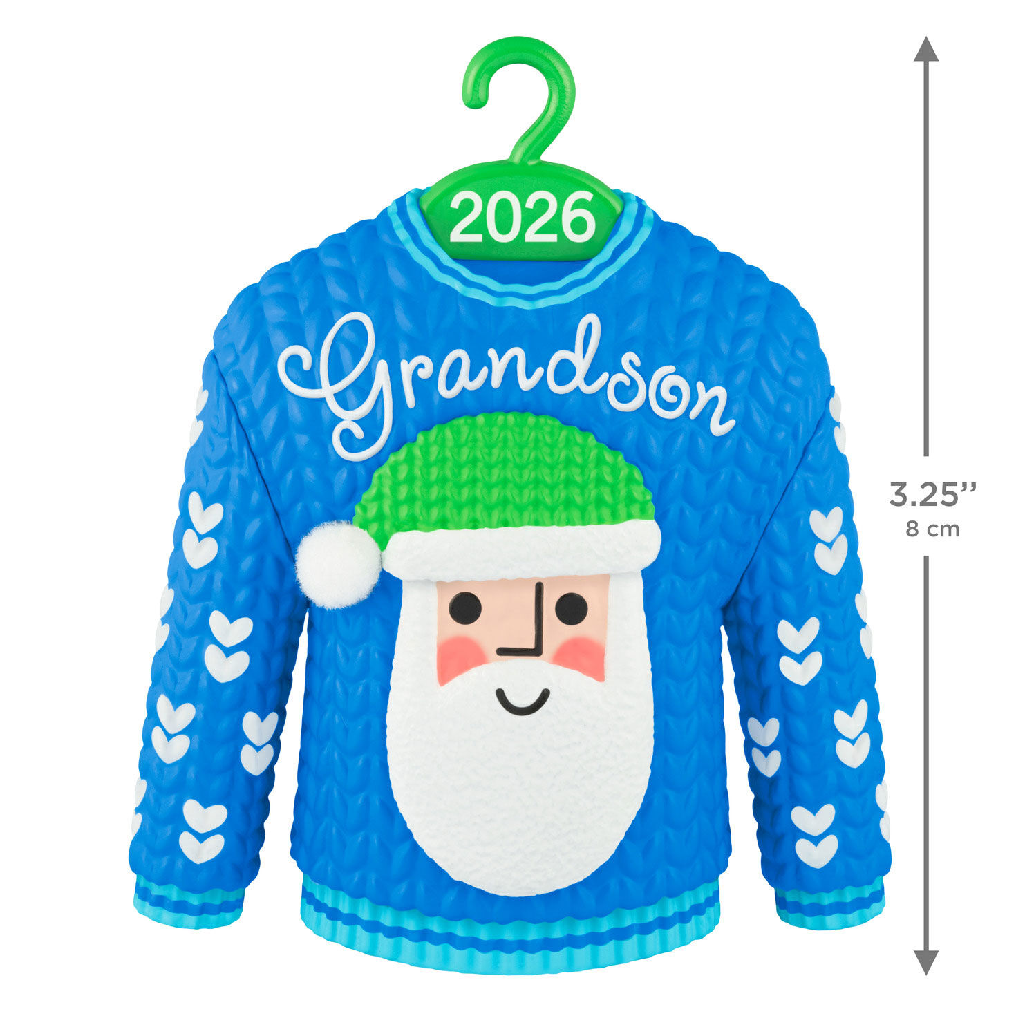 Grandson Santa Sweater Keepsake Ornament measurement image number 3