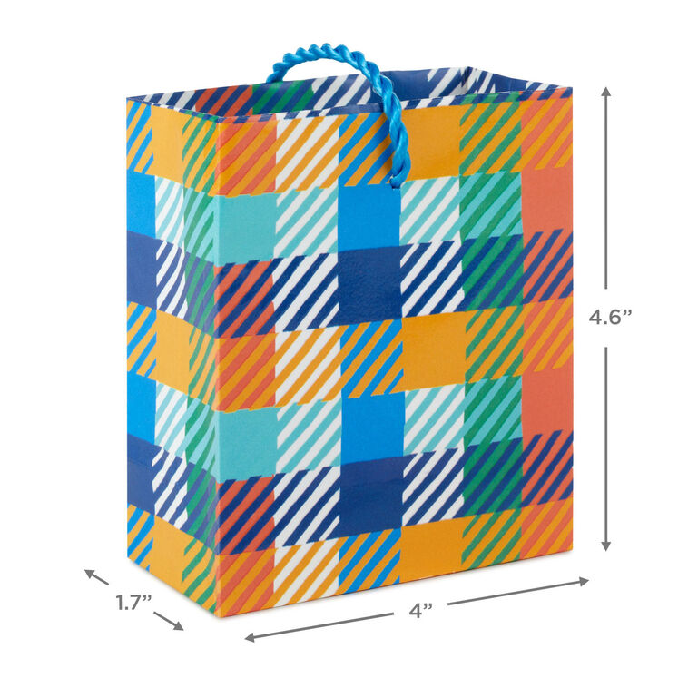 Blue and Orange Plaid Mini Bag for Gift Cards Measurement image number 3