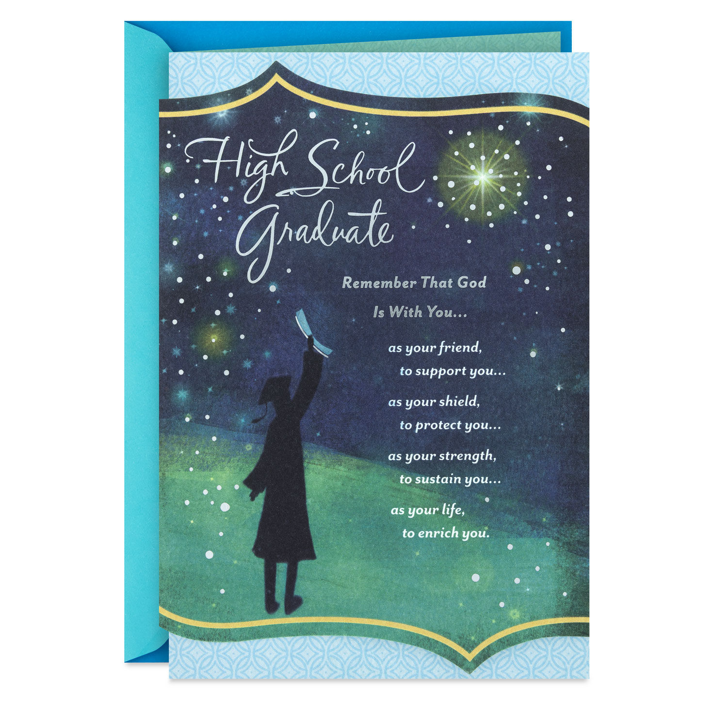 God Is With You Religious High School Graduation Card