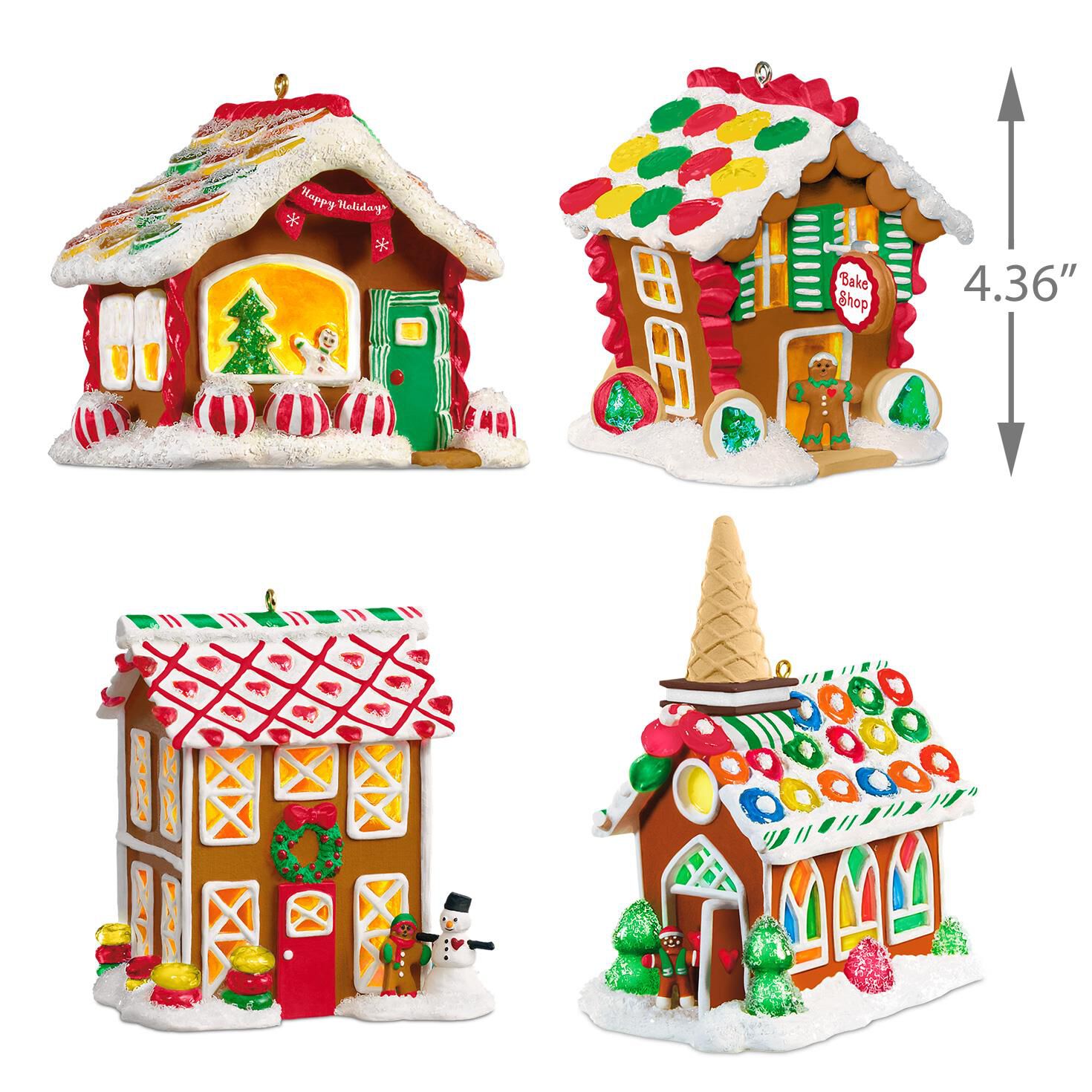 Gingerbread Village Ornaments With Light, Set of 4, , large image number 4