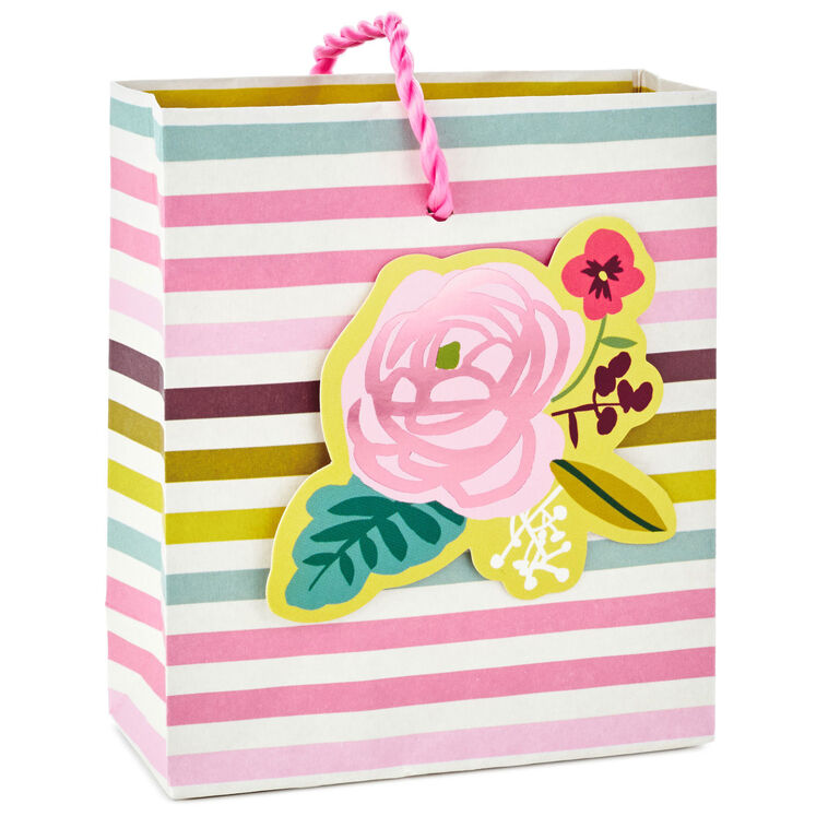 Stripes with Flower Gift Card Holder Mini Bag, 4.5"