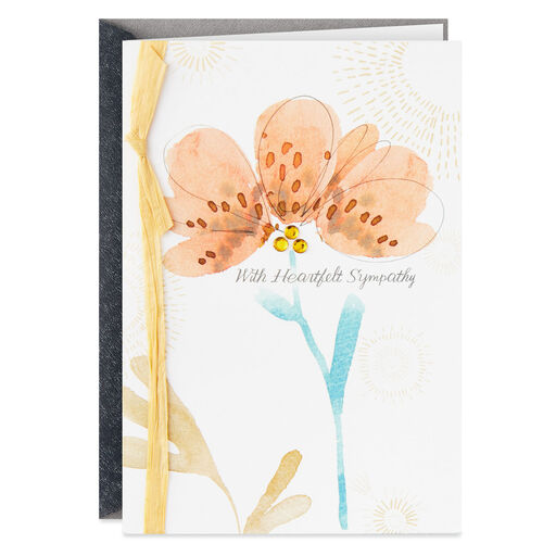 Heartfelt Wishes Watercolor Flower Sympathy Card, 