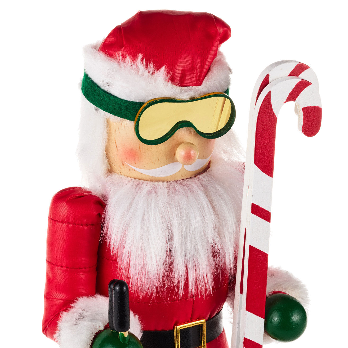 Skiing Santa Nutcracker Decoration upclose view image number 3