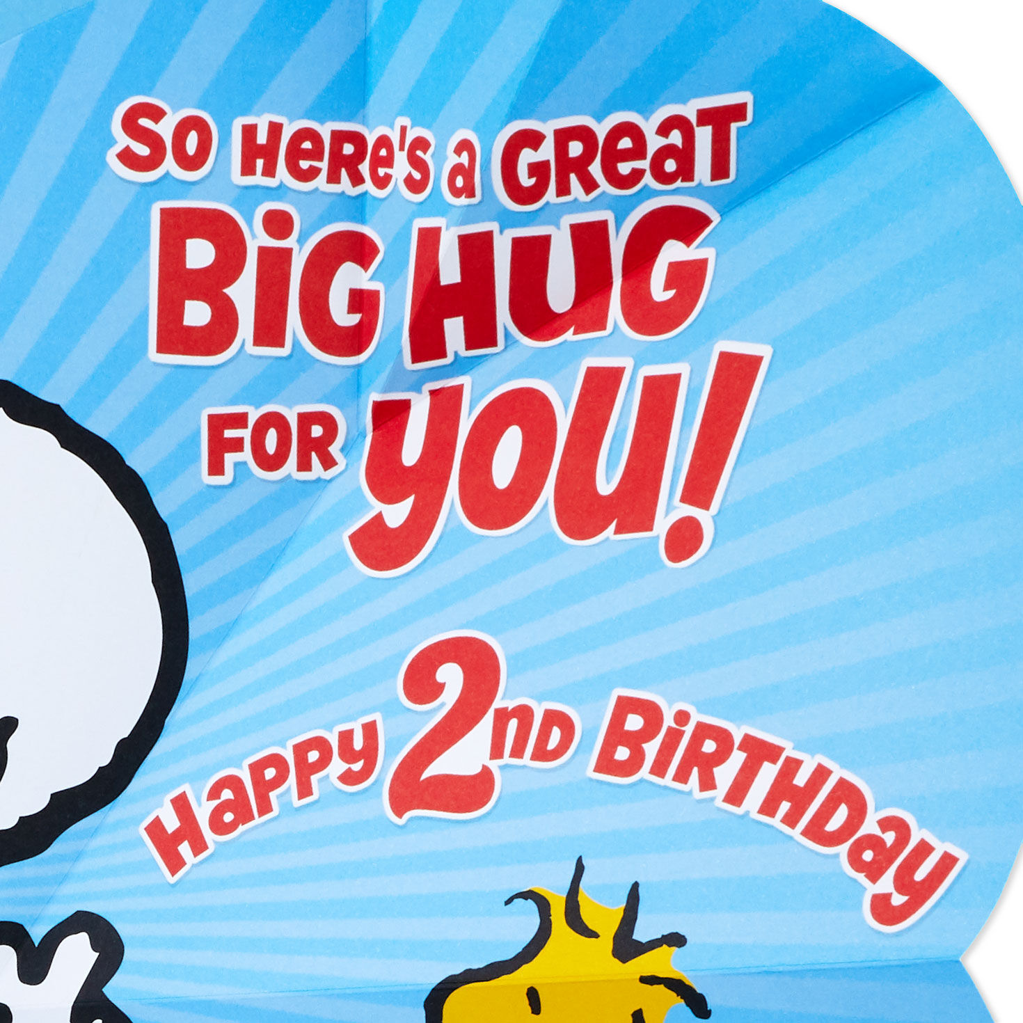 Snoopy & Woodstock Pop-Up Hug 2nd Birthday Card Sentiment image number 3