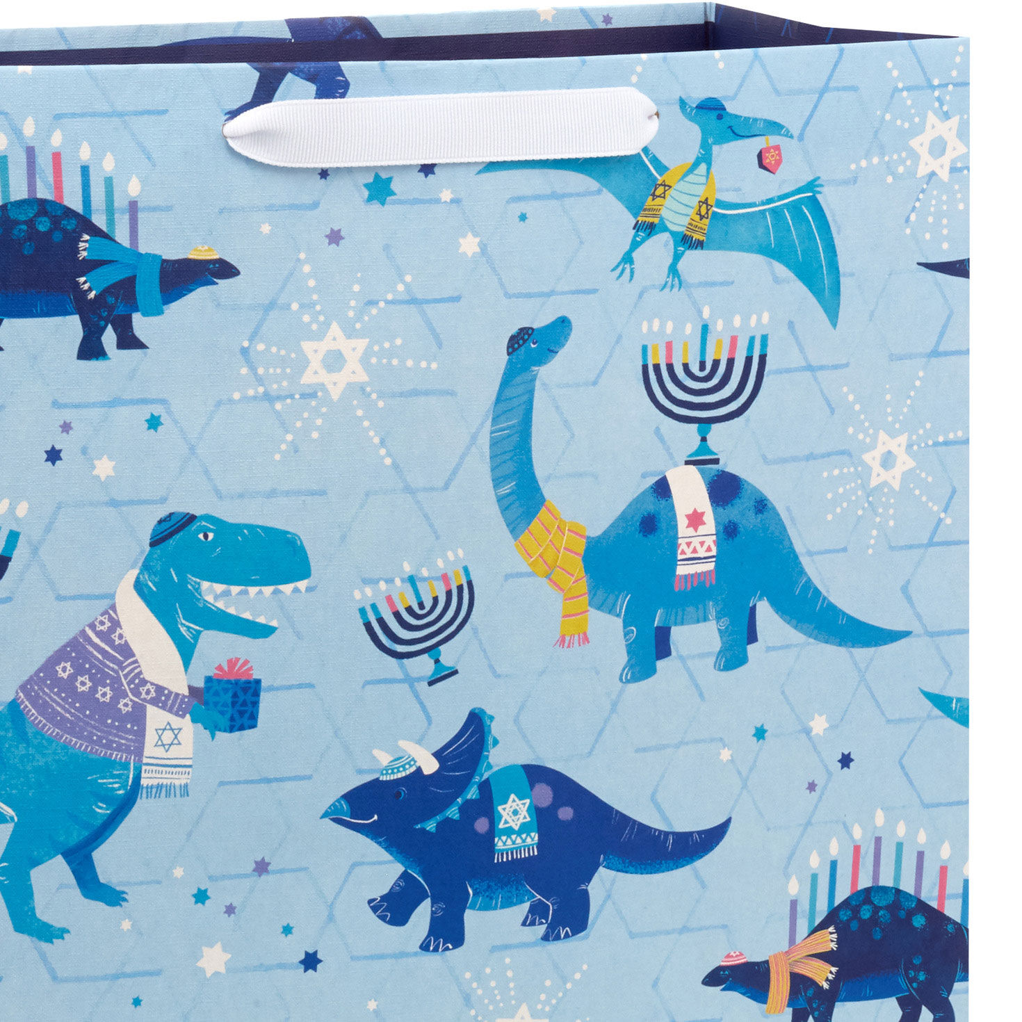 15.5" Dinos on Blue Extra-Large Hanukkah Gift Bag for only USD 4.99 | Hallmark