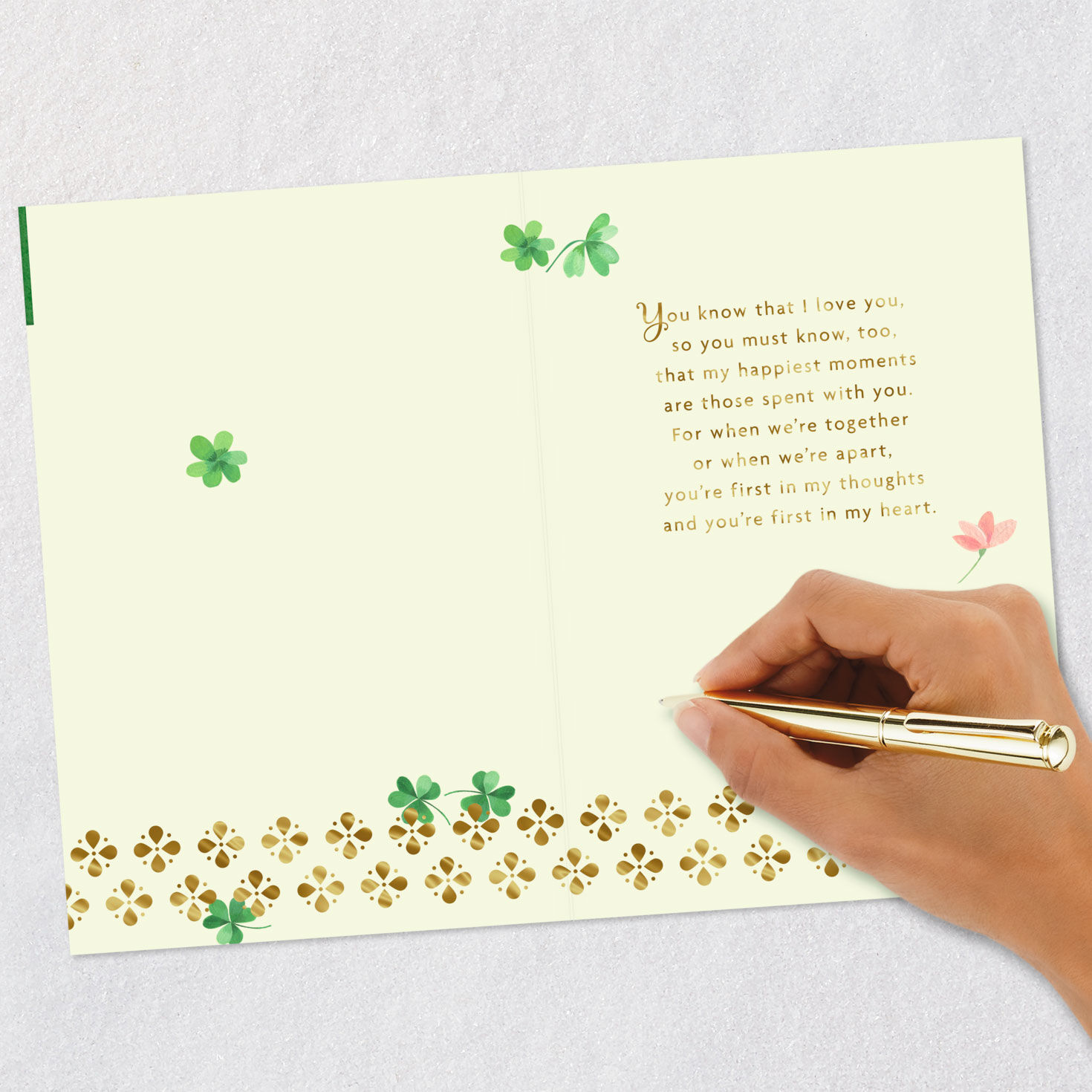 Shamrock Heart Romantic St. Patrick's Day Card Signing card image number 6