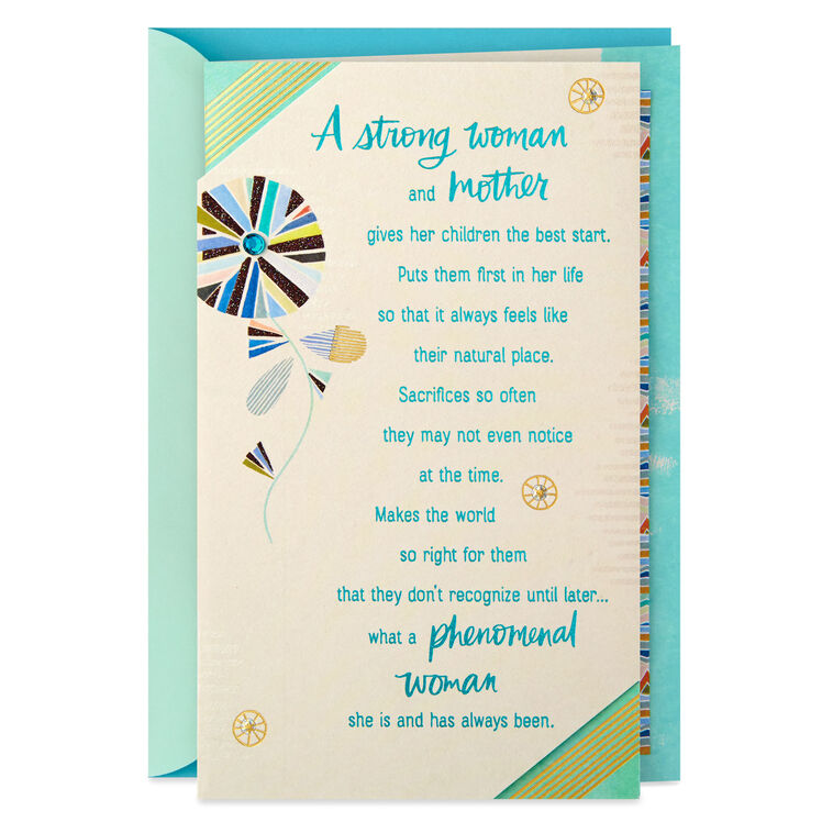 Geometric Flower Thanks and Love Card for Mom