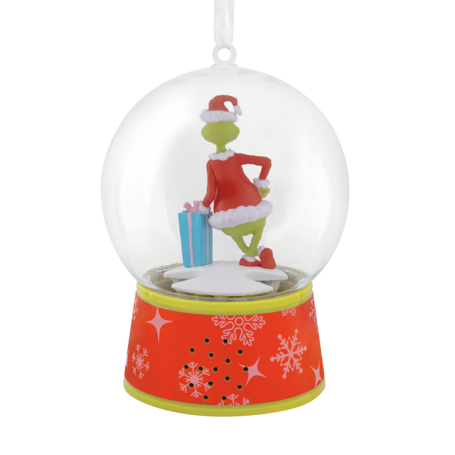 Grinch Snow Globe Christmas Ornament back image number 6