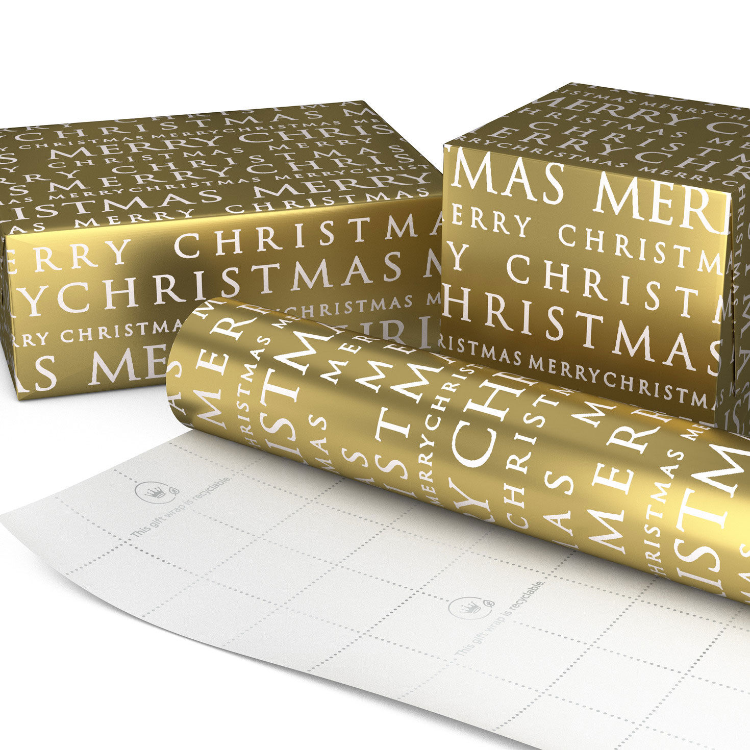 Holographic Gold Foil Holiday Gift Wrap Roll Wrapped pkg image number 2