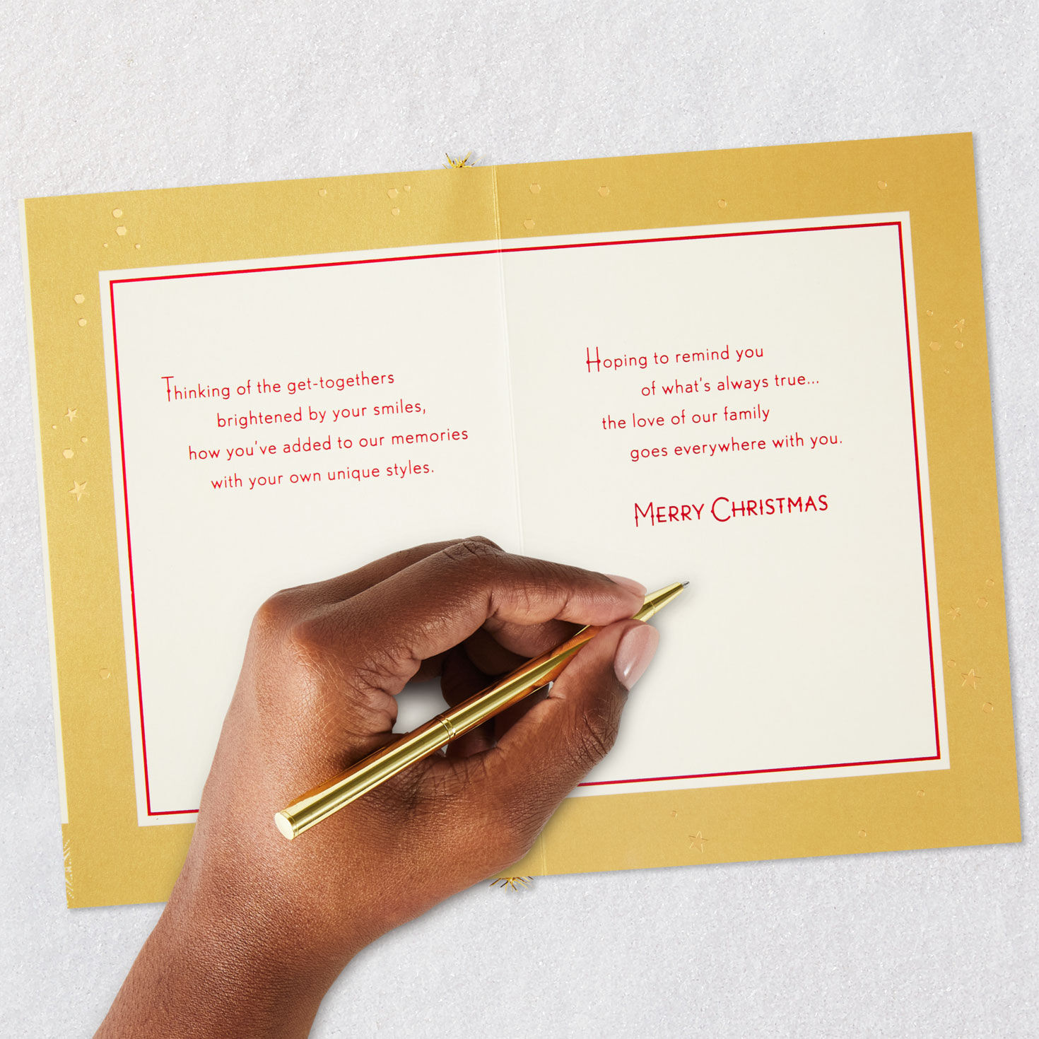 Gold Tree Christmas Card for Daughter and Son-in-Law Signing card image number 8