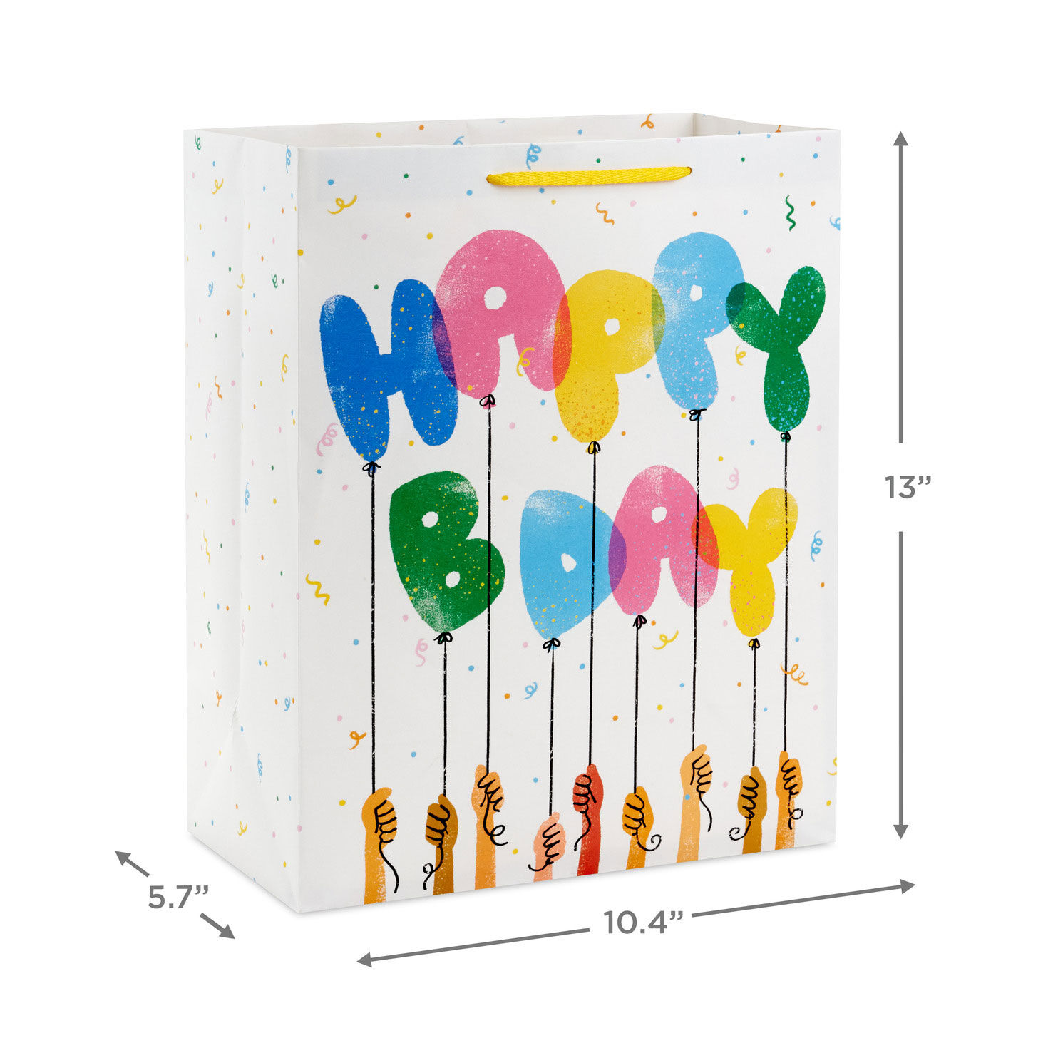 Hands Holding Balloons Large Birthday Gift Bag measurement image number 3
