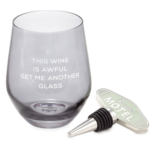 Schitt's Creek® Stemless Wine Glass and Bottle Stopper, Set of 2, 