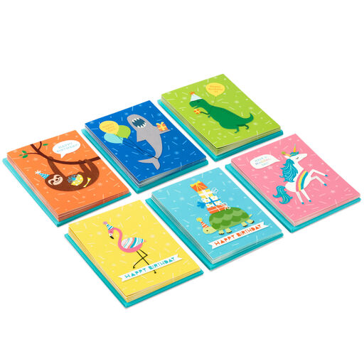 Cute Animals Assorted Blank Kids Birthday Cards, Pack of 48, 