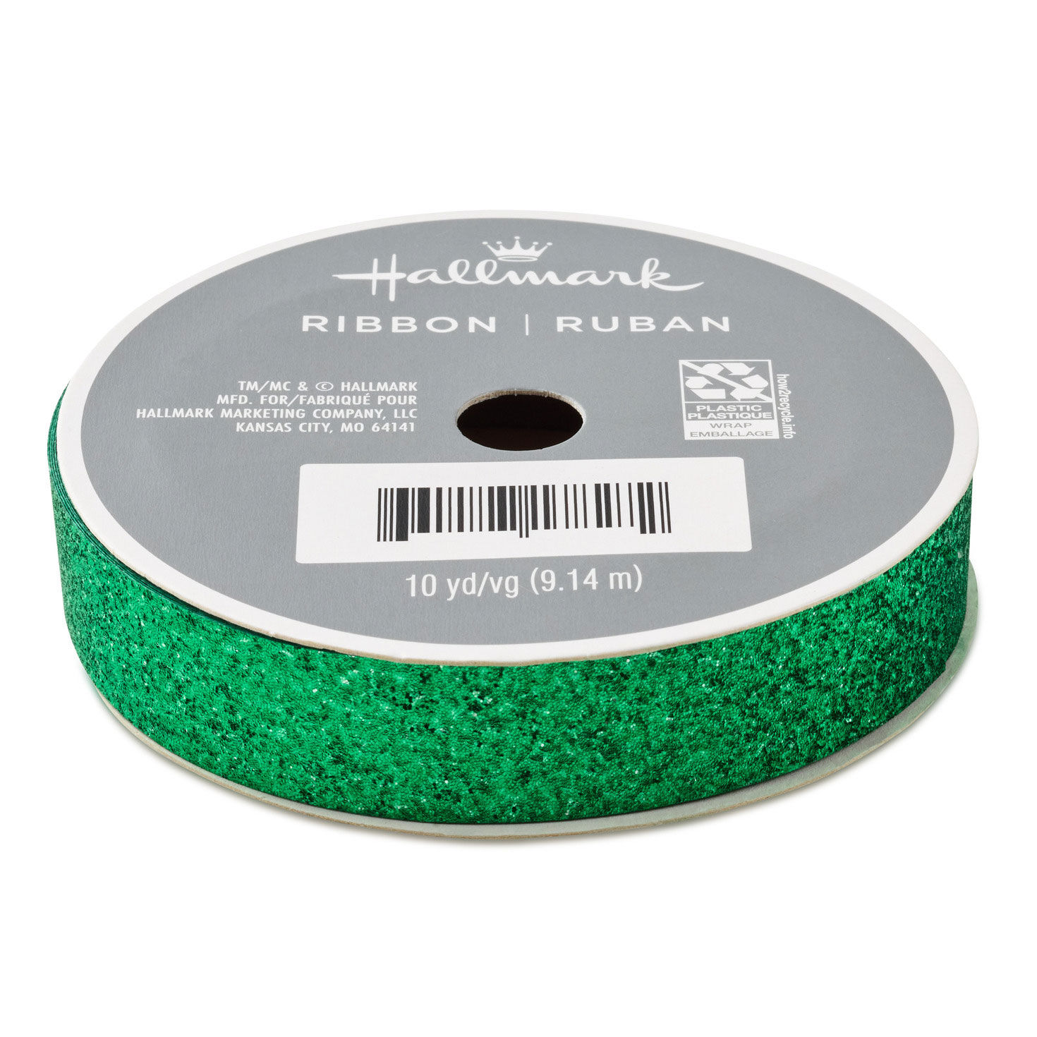 0.6" Sparkly Green Holiday Ribbon, 30'