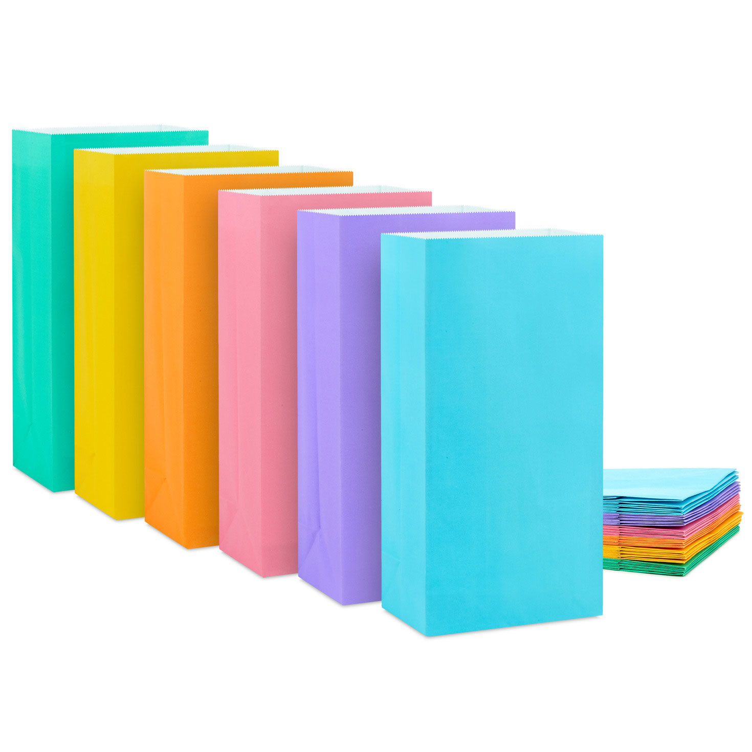Pastel 6-Color Assortment Paper Goodie Bags, 30 total