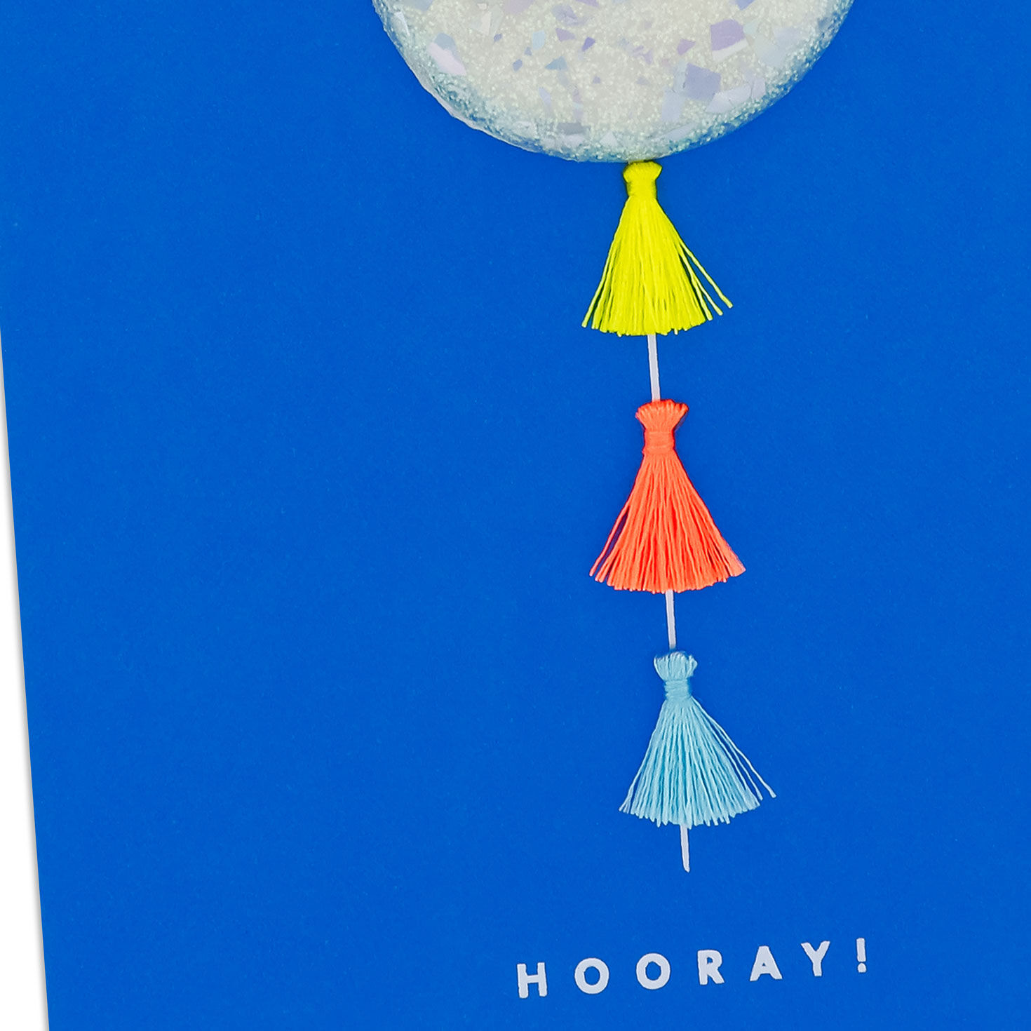 Glittery Balloon with Tassels on Blue Birthday Card Card Front Detail image number 4