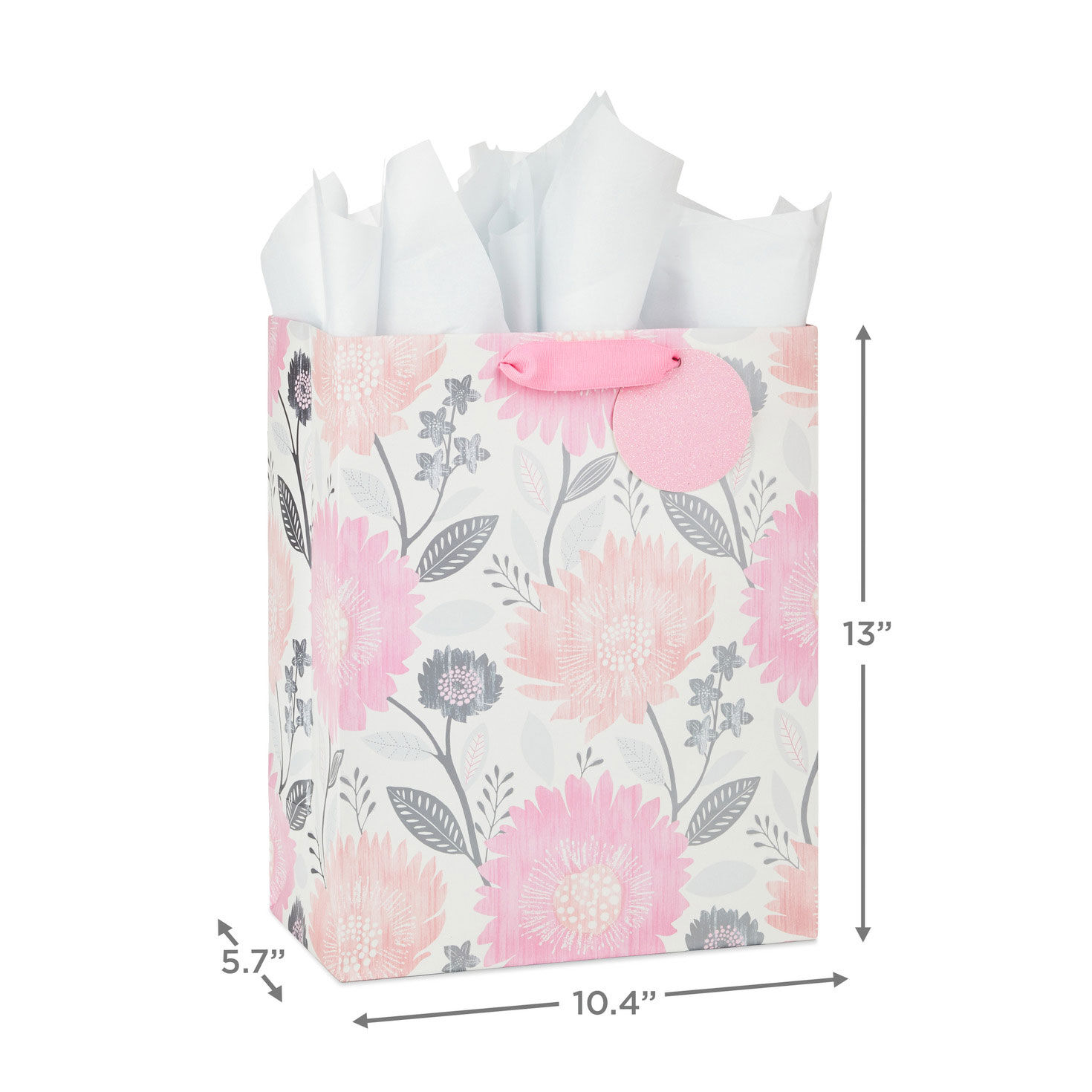 13" Pink and Peach Floral Large Gift Bag With Tissue Paper for only USD 7.99 | Hallmark