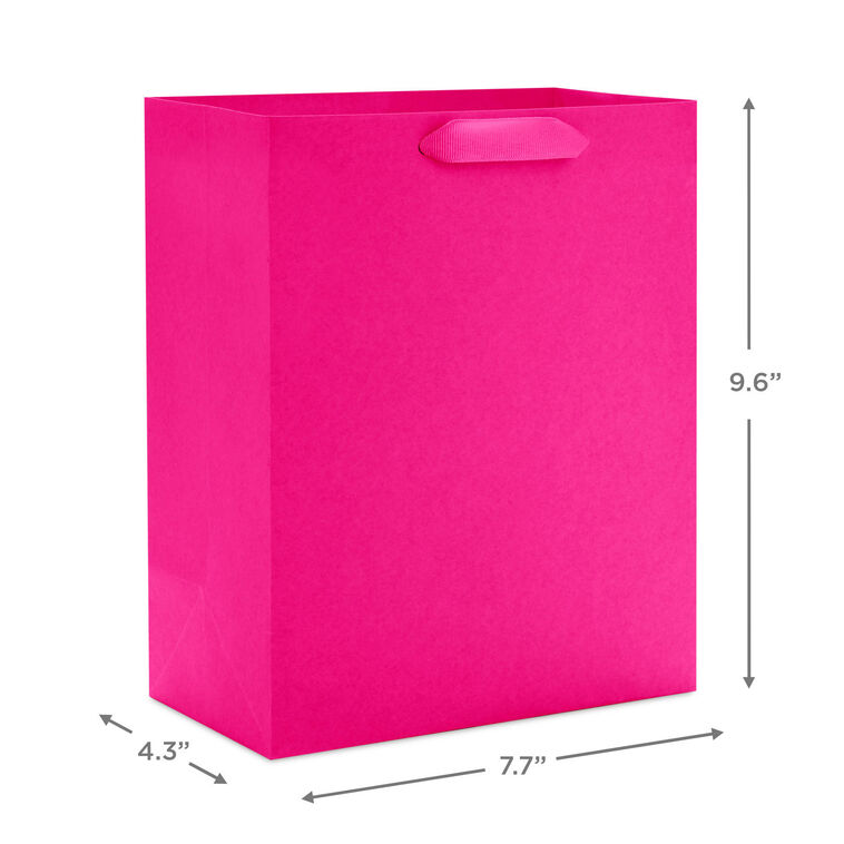9.6" Solid Hot Pink Medium Gift Bag, Hot Pink, large image number 3
