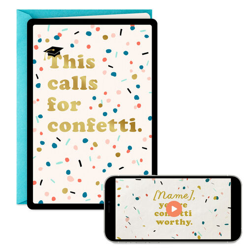 This Calls for Confetti Video Greeting Graduation Card, 