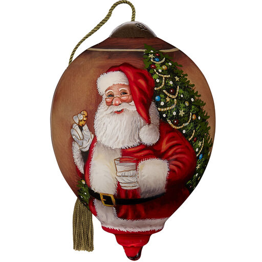 Ne'Qwa Art Milk and Cookies for Santa Glass Christmas Tree Ornament, 3", 