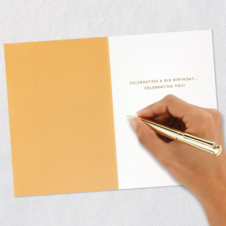Gold Foil on Tan Signature Fiftieth Birthday Card Signing card image number 7
