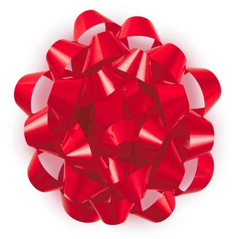 Red High Gloss Ribbon Gift Bow, 4 5/8", , large