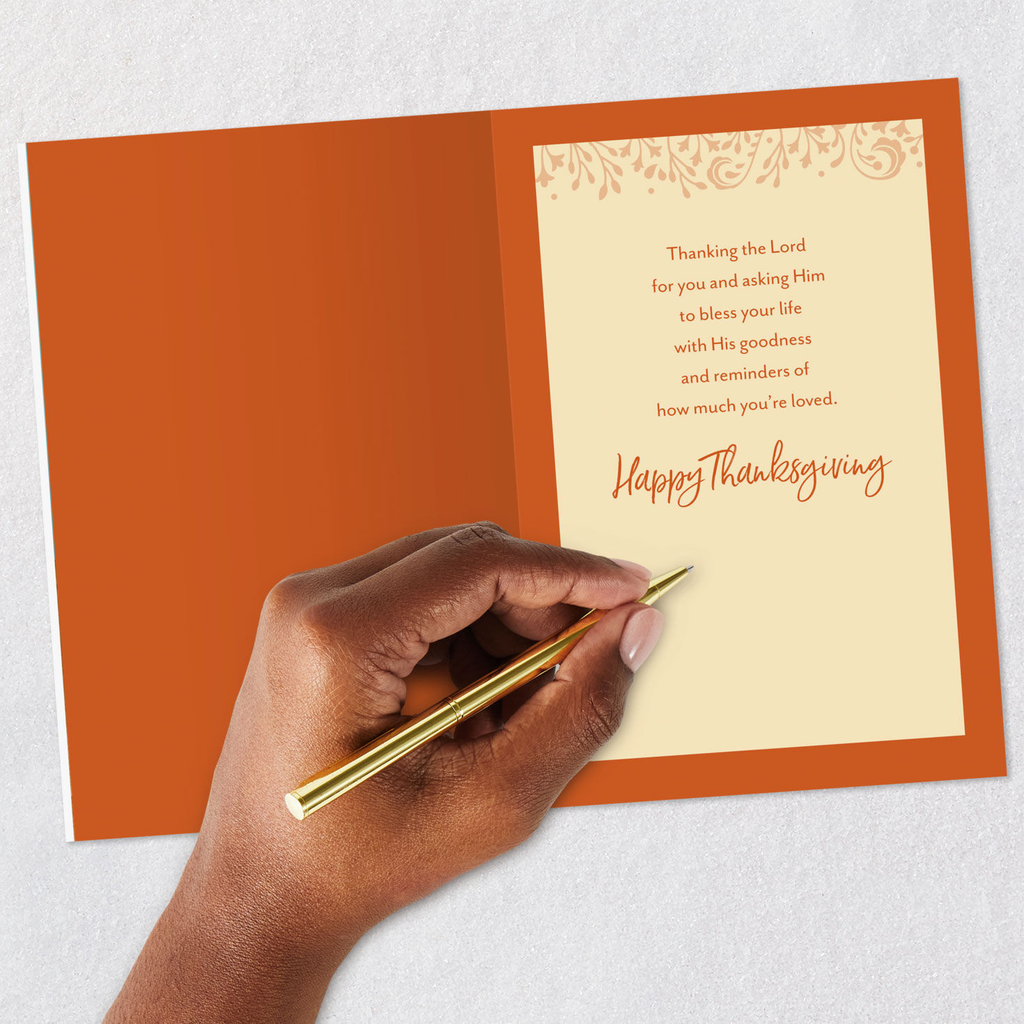 Cornucopia on Blue Thanksgiving Card Signing card image number 6
