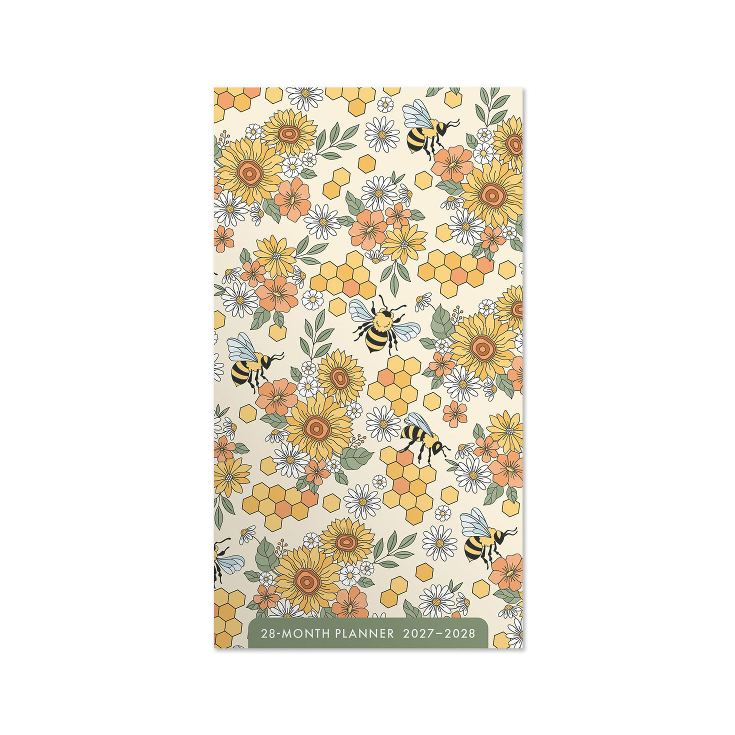 Retro Bees and Honeycomb 2027-2028 Pocket Planner, 28-Month