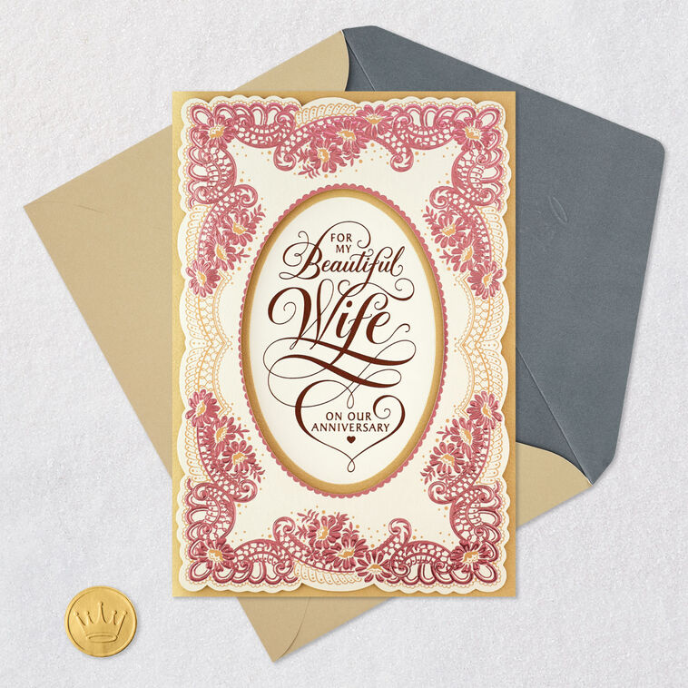 Pink Floral Frame Anniversary Card for Wife  image number 6