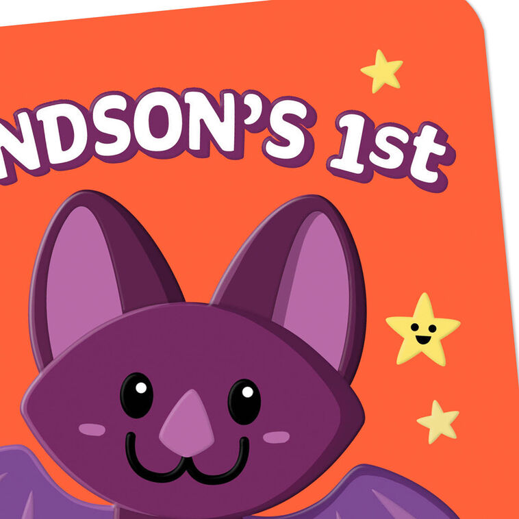 Baby Bat Grandson's 1st Halloween Card Card Front Detail image number 4