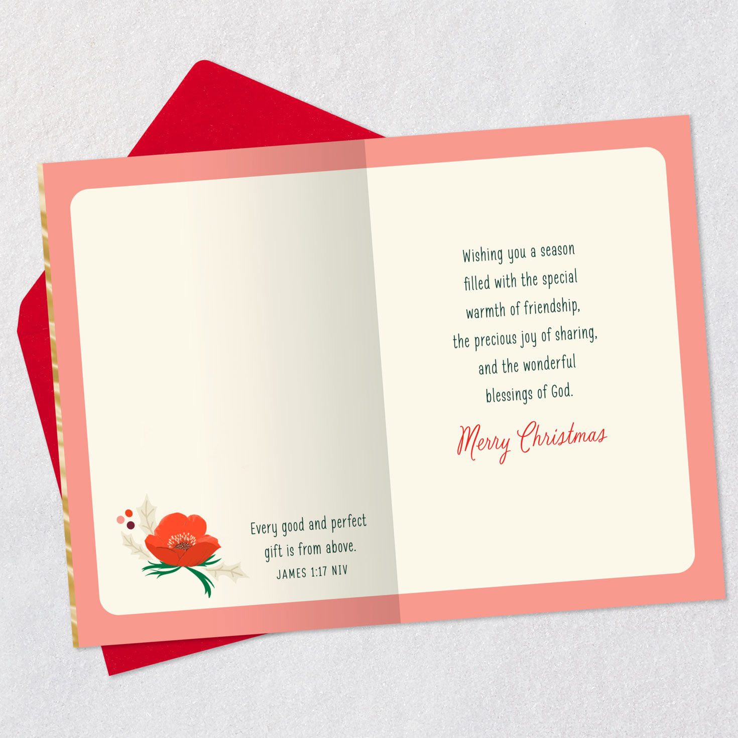 Flowers Holiday Greenery Religious Christmas Card Open card with envelope image number 4