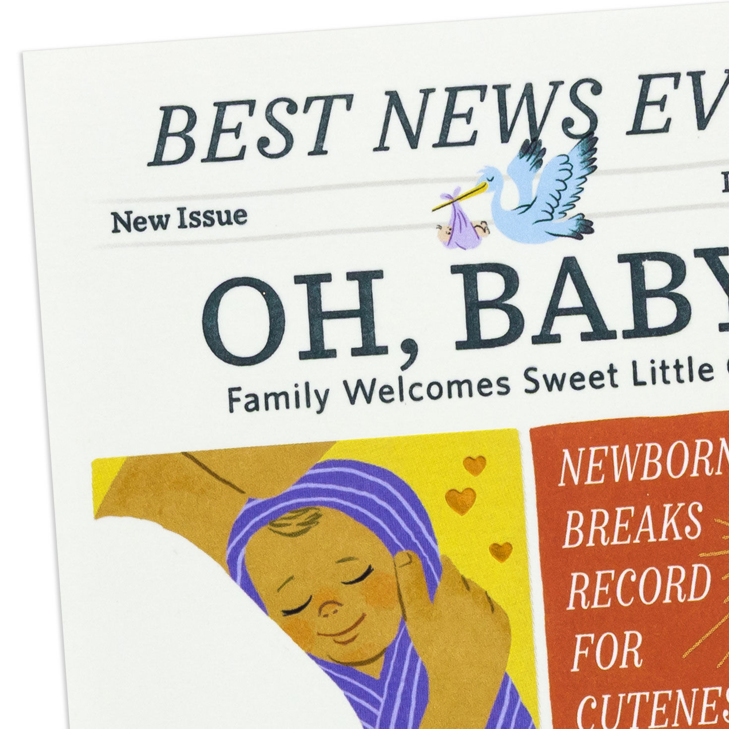 Cartoon Newspaper New Baby Shower Card Card Front Detail image number 4
