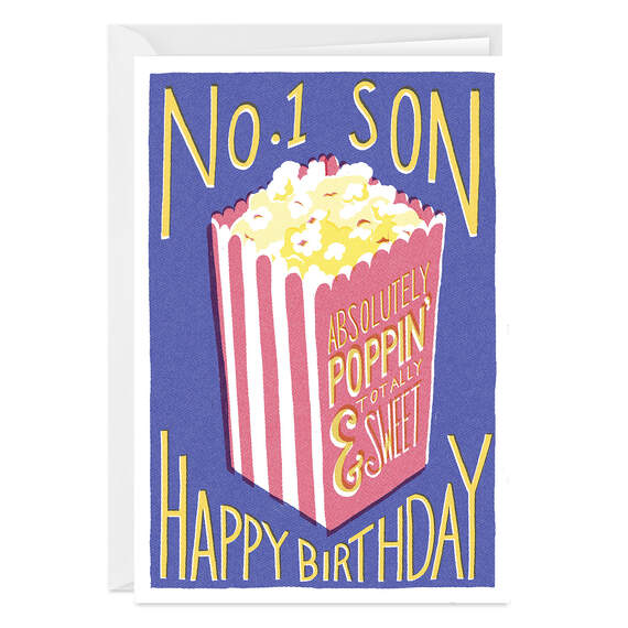 Popcorn Fun Folded Birthday Photo Card for Son